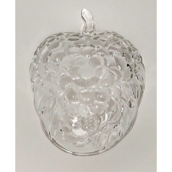 Vintage INDIANA GLASS 10" x 13" Clear Grape & Fruit Shape Bowl Bubble Design USA - Picture 2 of 5